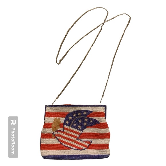 Handbags - RARE America Flag Eagle FULLY Beaded Purse With Strap